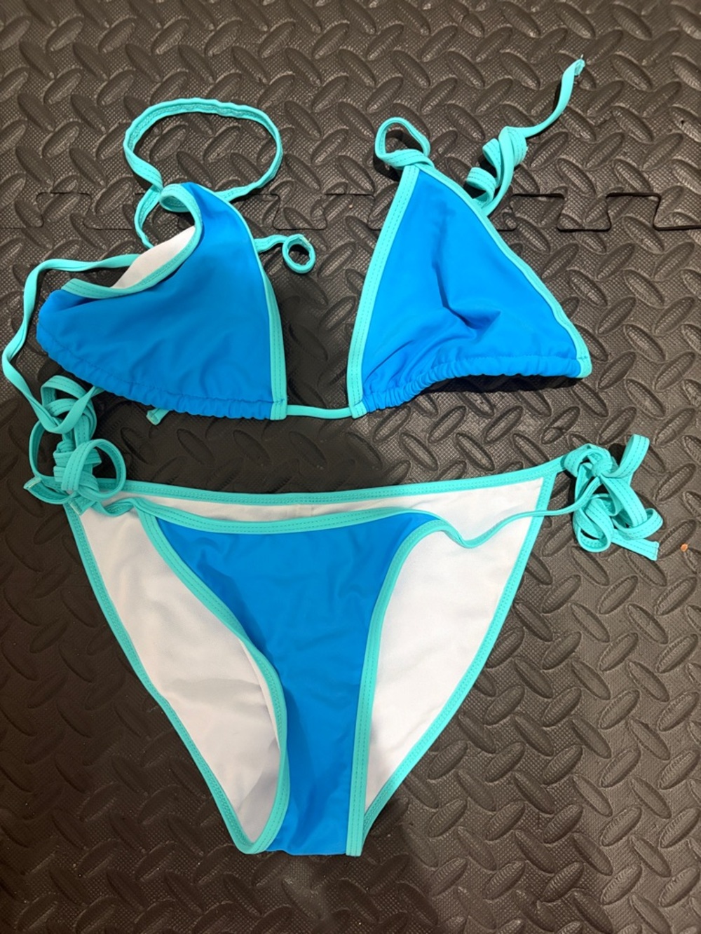 Blue Triangle Tie-Side Bikini Set